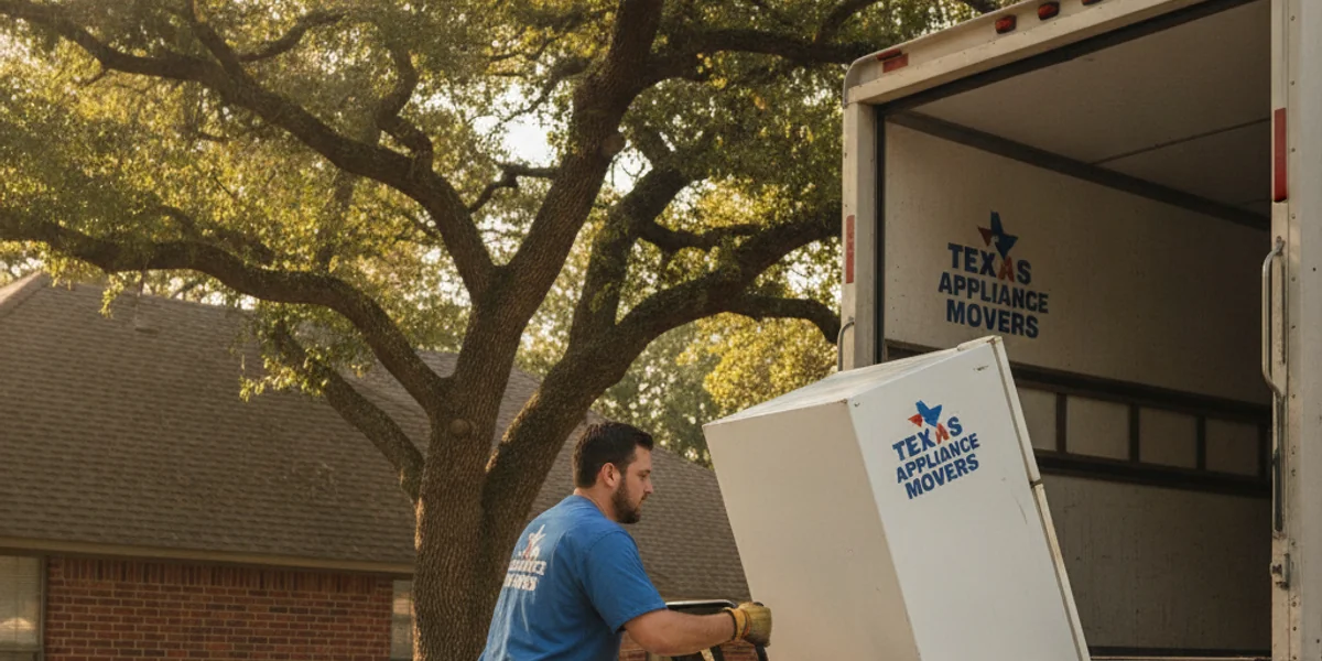 Old refrigerator loaded for appliance removal in San Marcos, TX