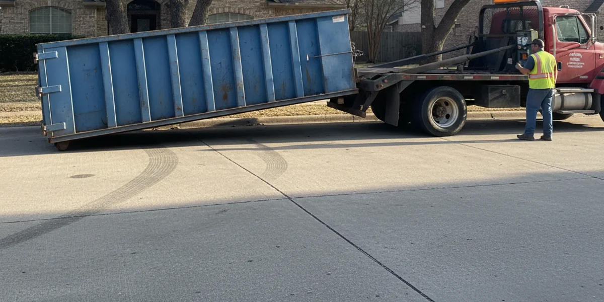 Roll-off dumpster delivered to a San Marcos, TX driveway